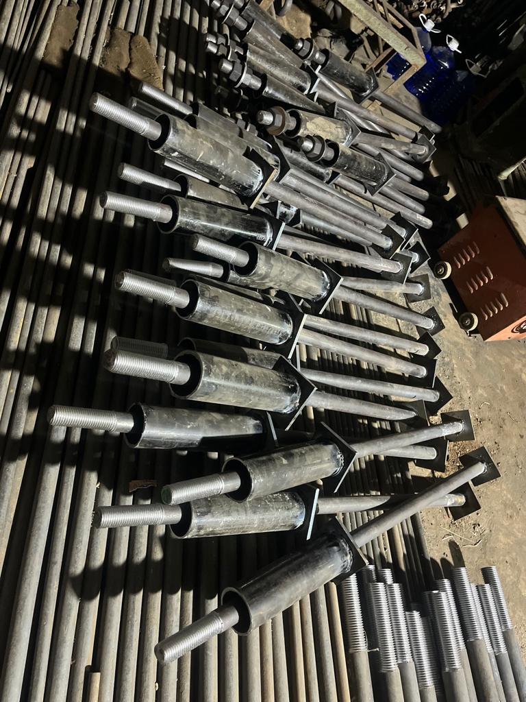 Pipe Foundation Bolt - En8, Is 2062 Grade B, M45 Size, 600mm Length | Square Head Type, Self Color, 4.6 Grade, Medium Tube Sleeve
