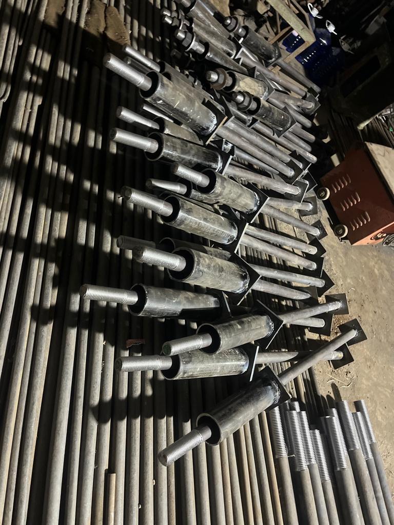 Pipe Foundation Bolt - En8, Is 2062 Grade B, M45 Size, 600mm Length | Square Head Type, Self Color, 4.6 Grade, Medium Tube Sleeve