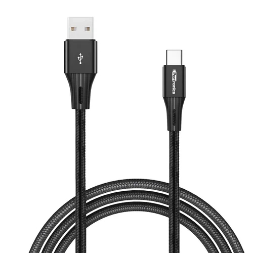 Portronics Konnect Pro Type C Charging Cable - Plastic Body, 1m Length, Black Color, 5A Current | Warranty Included, Lightweight at 14g