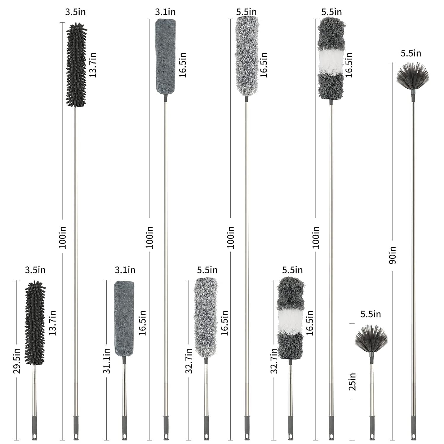 7 Pcs Microfiber Duster - Color: Gray