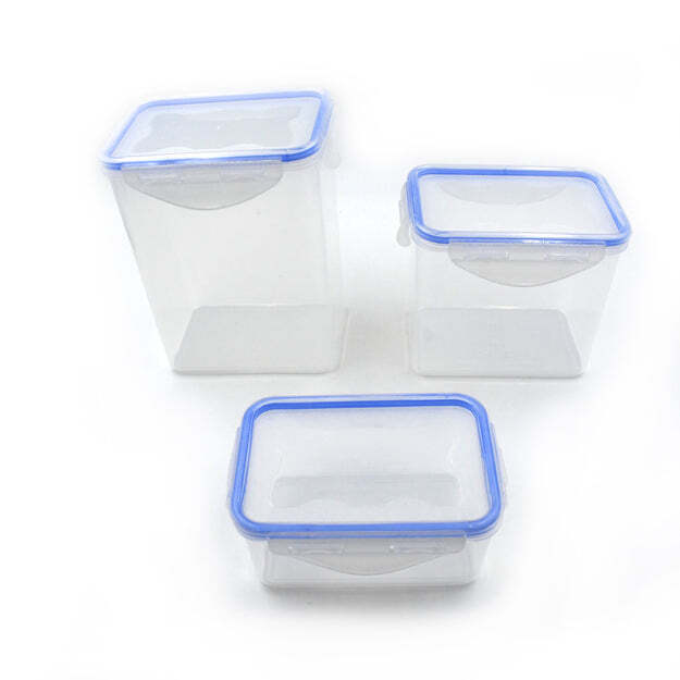 Kitchen Storage Container Set With Food Grade Plastic And Air Seal Lock Lid For Storage Of Grocery