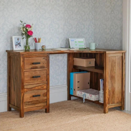 Wooden Corner Writing Computer Study Table