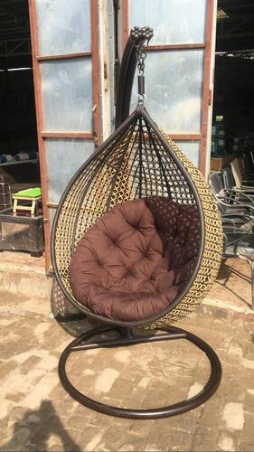 Garden Swing Chair - Poly Nylon & Iron Frame, Brown/Black-Brown Finish | All Weather Support, Indoor & Outdoor Usage, Luxury Comfort