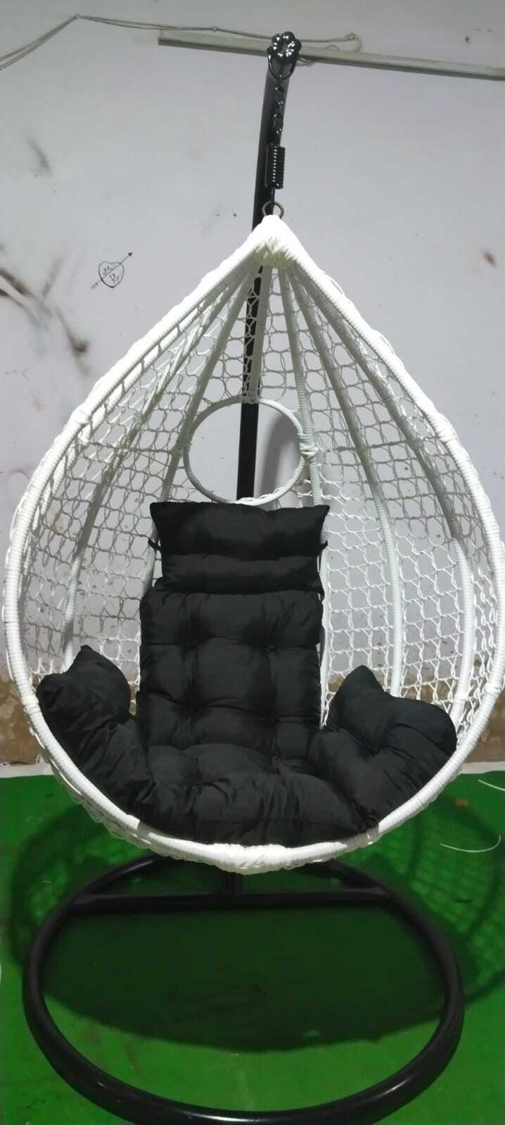 Single Swing Chair - Poly Nylon & Iron Frame, Weather-resistant, Luxurious Synthetic Rattan Woven Seat, Modern Design, Indoor & Outdoor Use, 1-year Warranty, 30 Kg Weight Limit