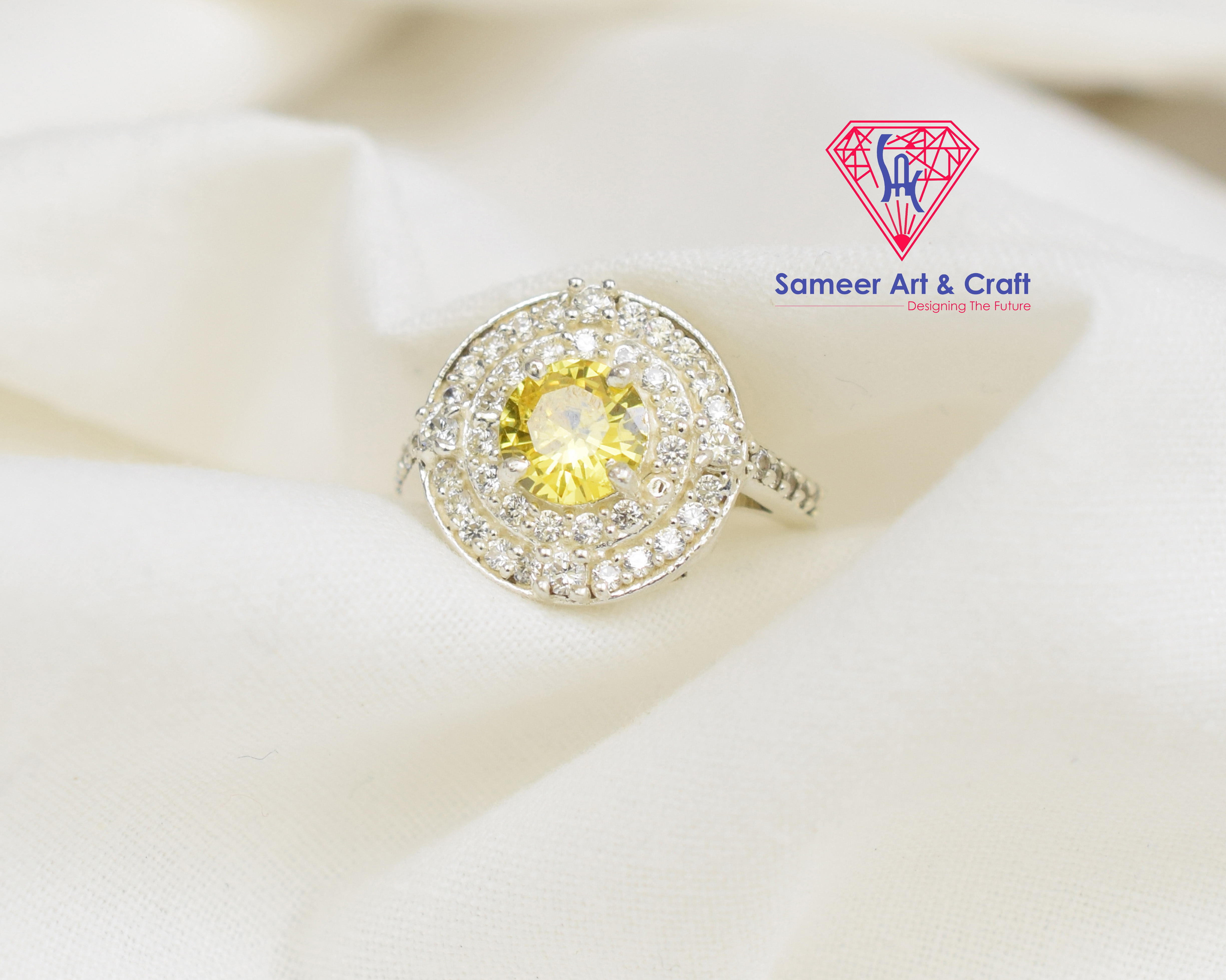 925 Sterling Silver Swarovski Finger Ring Us Size, Round Shape