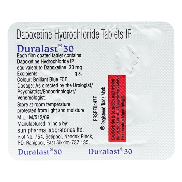 Duralast 30mg Tablets - Storage Instructions: Dry And Cool Place