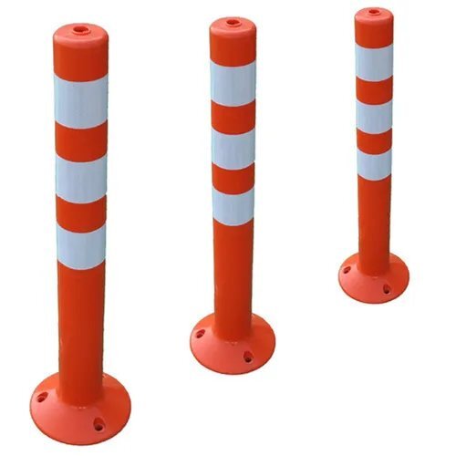 Road Safety Bollard - PVC Material, Manual Functionality, Orange Color | Ideal for Parking Applications