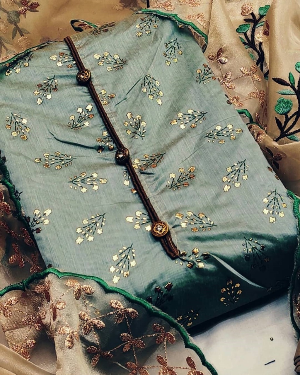Chanderi Cotton Silk Printed Dressmaterial