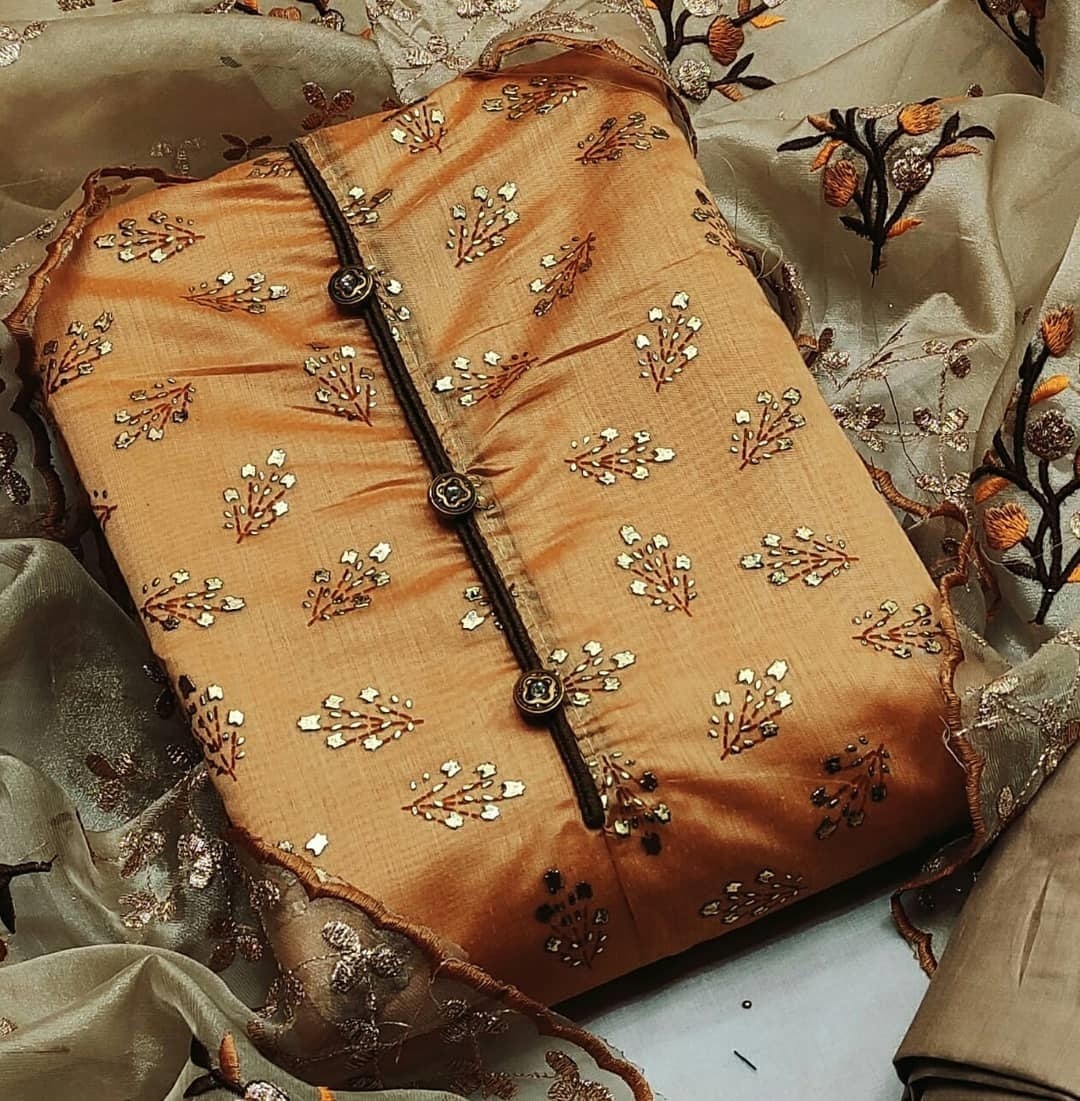 Chanderi Cotton Silk Printed Dressmaterial