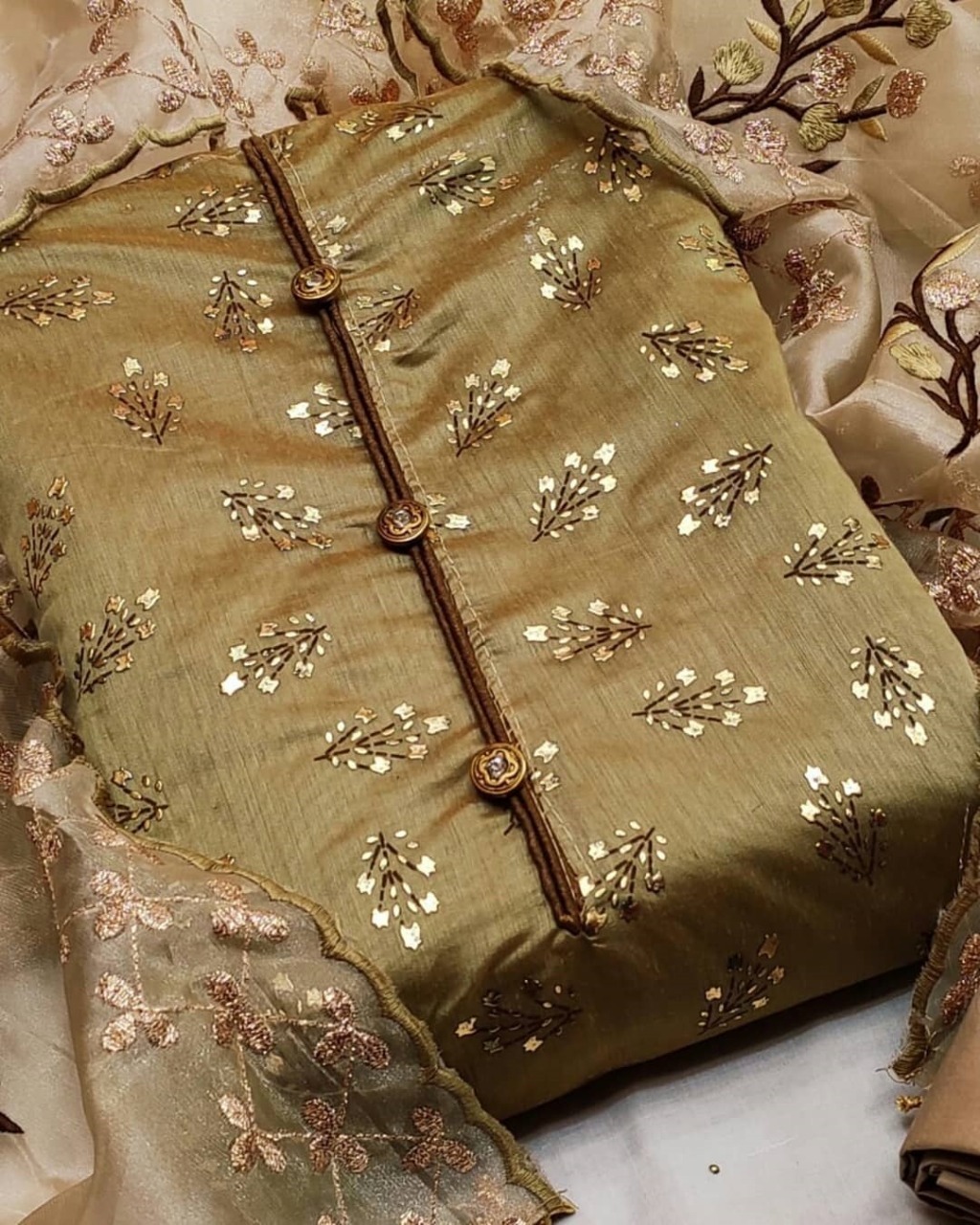 Chanderi Cotton Silk Printed Dressmaterial