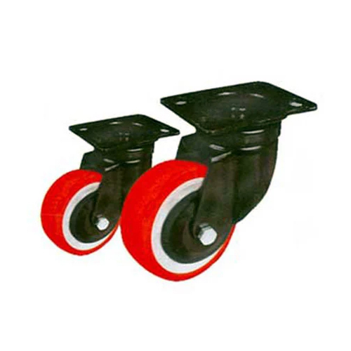 PU Caster Wheel - PU Material, Various Sizes Available, Black and Red Color | Industrial Usage, Versatile Wheel Design