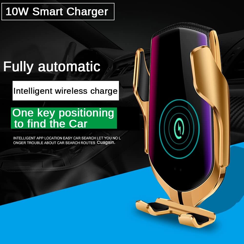 Sensor Car Phone Holder - Pvc Material, Golden Color | Automatic Smartphone Securing & Releasing, Hands-free Use While Driving