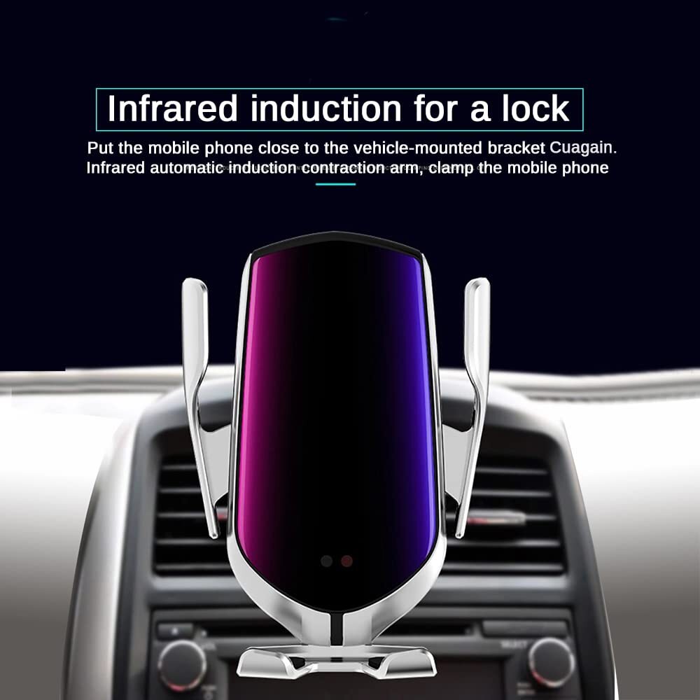 Sensor Car Phone Holder - Pvc Material, Golden Color | Automatic Smartphone Securing & Releasing, Hands-free Use While Driving
