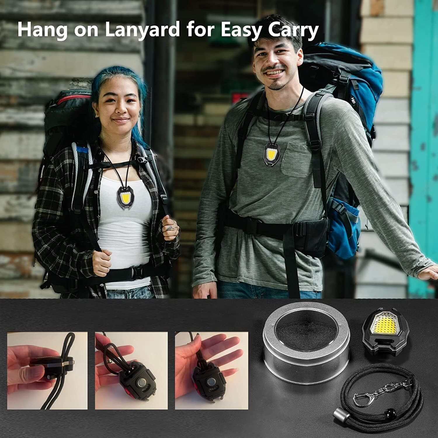 Keychain Light - Magnesium Aluminum, 800 Lumens Cob Light, Black | Multi-functional With Lighter, Whistles, Screwdriver, Bottle Opener, Magnet Base