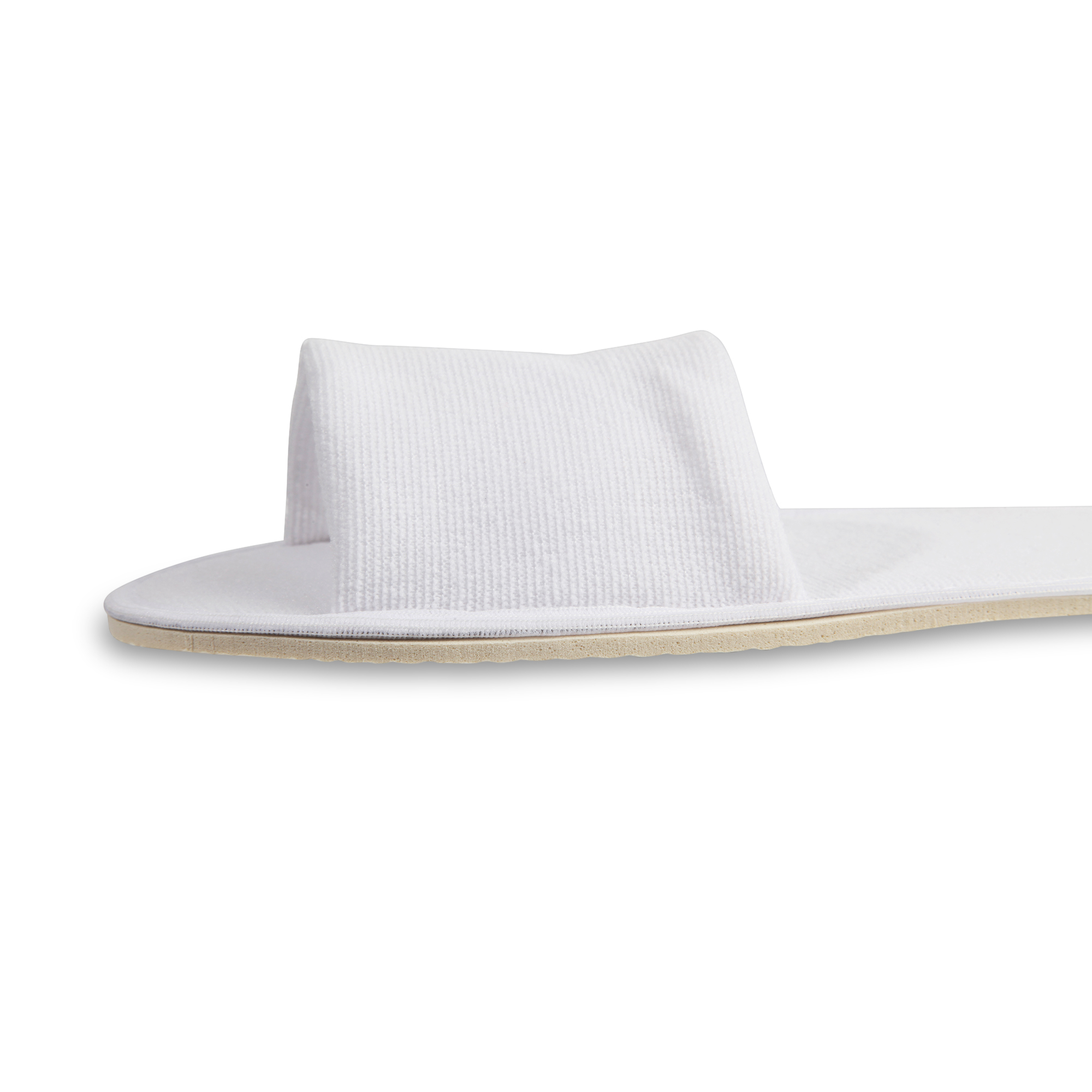 Disposable Terry Slipper - Soft Terry Cloth, Free Size, White Color | Open Toe Design, Non-slip Sole, Handmade For Hotel Usage