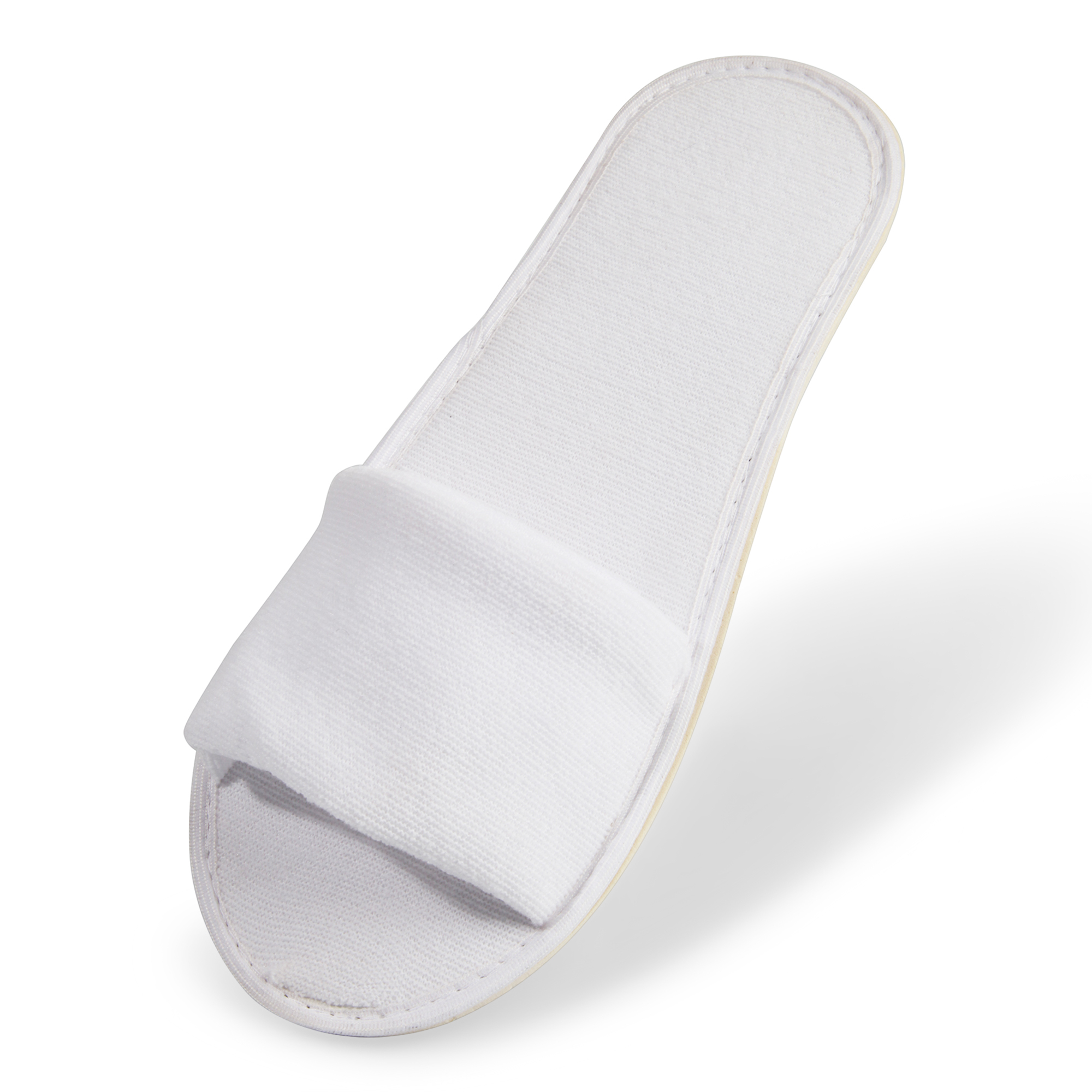 Disposable Terry Slipper - Soft Terry Cloth, Free Size, White Color | Open Toe Design, Non-slip Sole, Handmade For Hotel Usage