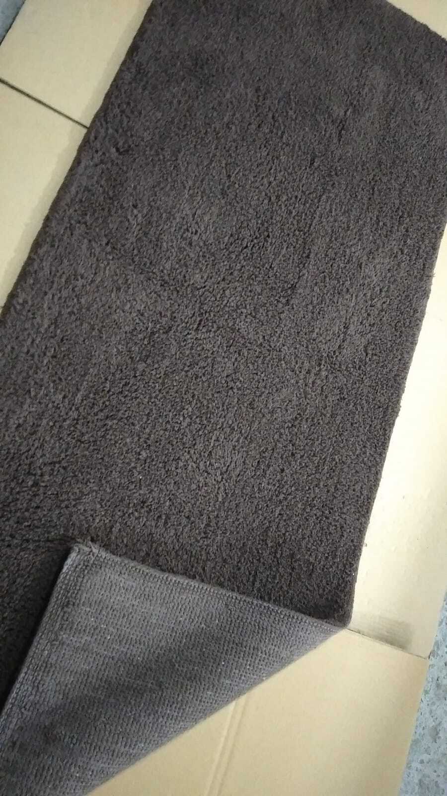 Cotton Runner (Dark Brown) - 24x60 Cm, 1800 Gsm, Anti Slip Hand Tufted Rectangle | Quick Drying, Washable, Modern Design, Suitable For Bathroom And Rooms