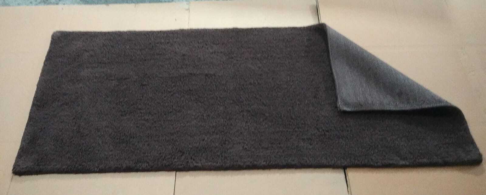 Cotton Runner (Dark Brown) - 24x60 Cm, 1800 Gsm, Anti Slip Hand Tufted Rectangle | Quick Drying, Washable, Modern Design, Suitable For Bathroom And Rooms