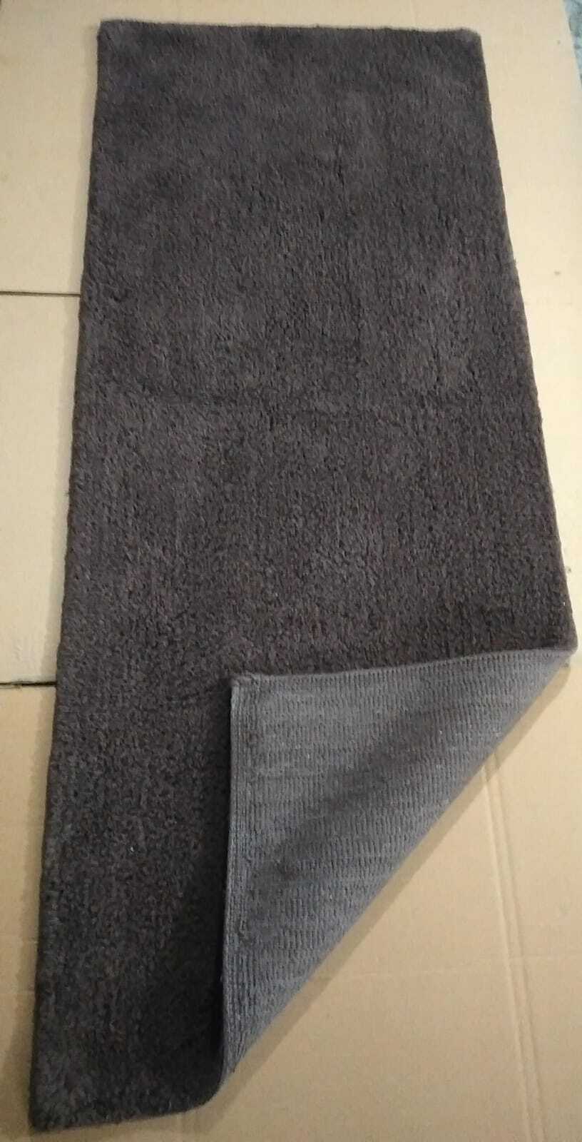 Cotton Runner (Dark Brown) - 24x60 Cm, 1800 Gsm, Anti Slip Hand Tufted Rectangle | Quick Drying, Washable, Modern Design, Suitable For Bathroom And Rooms