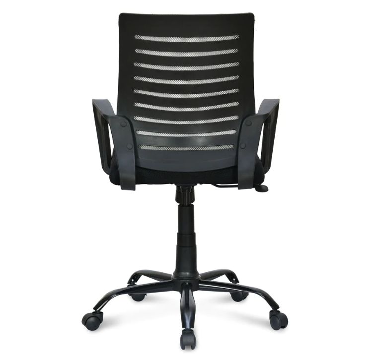 Nilkamal Giza Mid Back Office Chair - Fabric Upholstery, 1060mm Height, Black Color | Ergonomic Support, Tilt Mechanism, Smooth Gliding Wheels, 12 Month Warranty