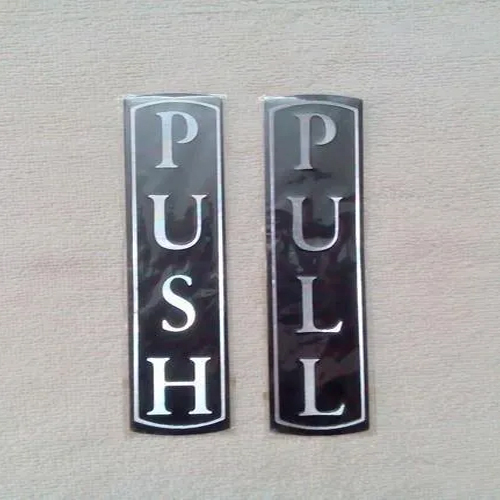 Black Printed Push Pull Stickers