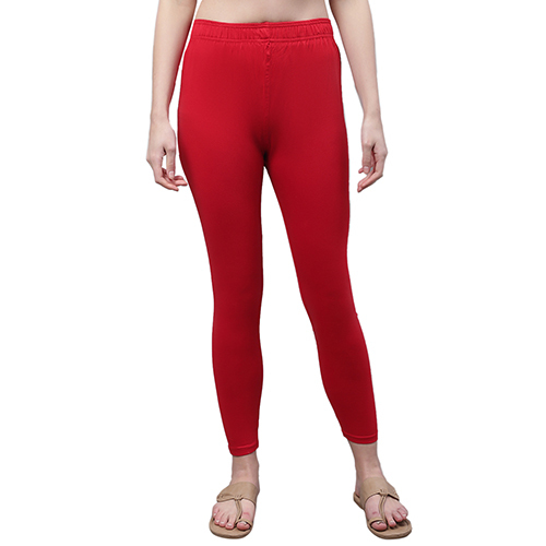 Plain Red Cotton Leggings