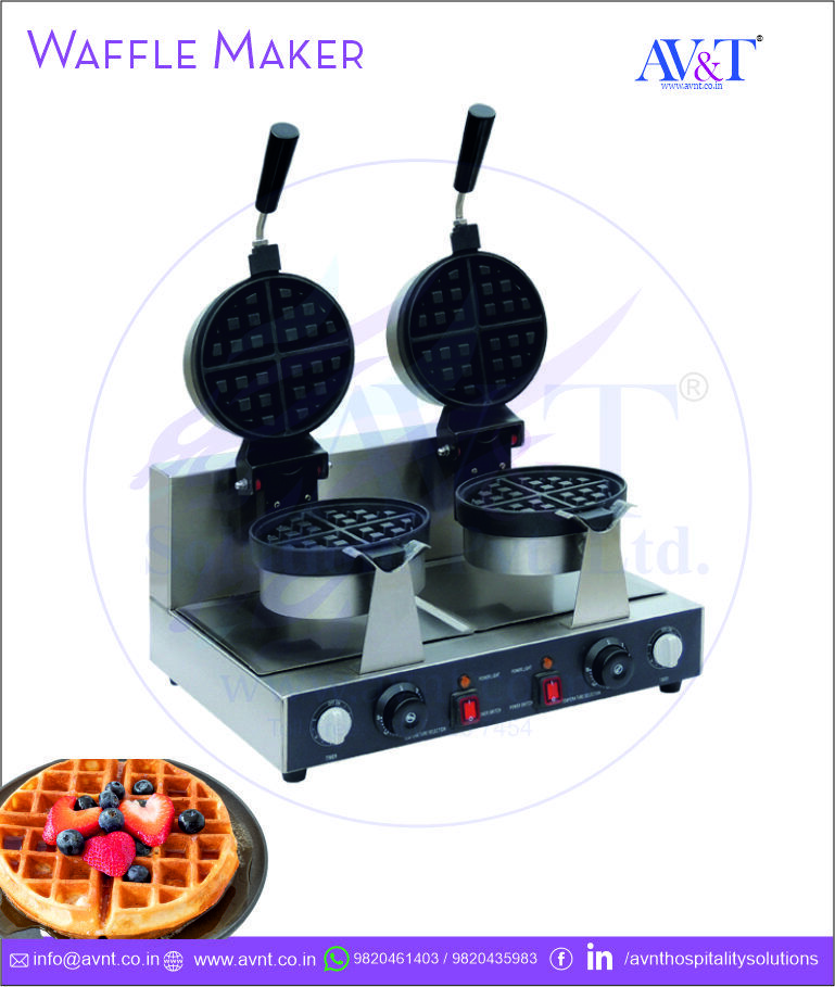 Double Belgian Waffle Maker - Aluminum, 575x415x285mm | Fully Automatic, Black, 220v Power, High-volume Output, Ideal For Buffets And Cafes