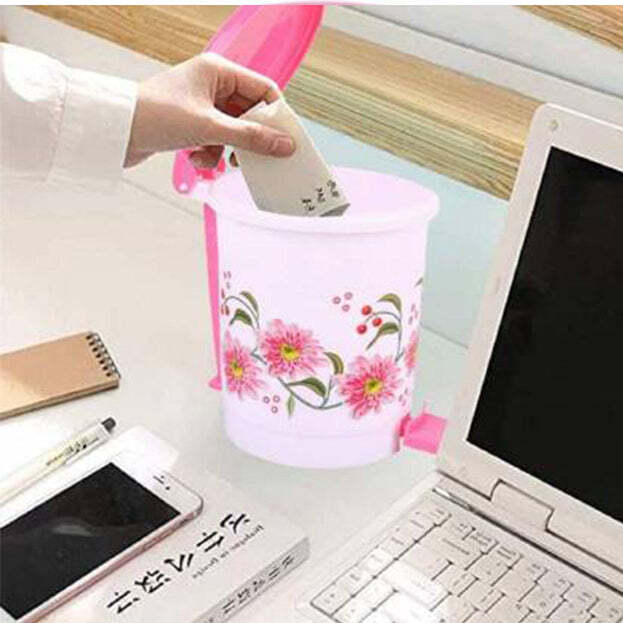 Printed Plastic Pedal Bucket Dustbin - Small Size, Attractive Color Design