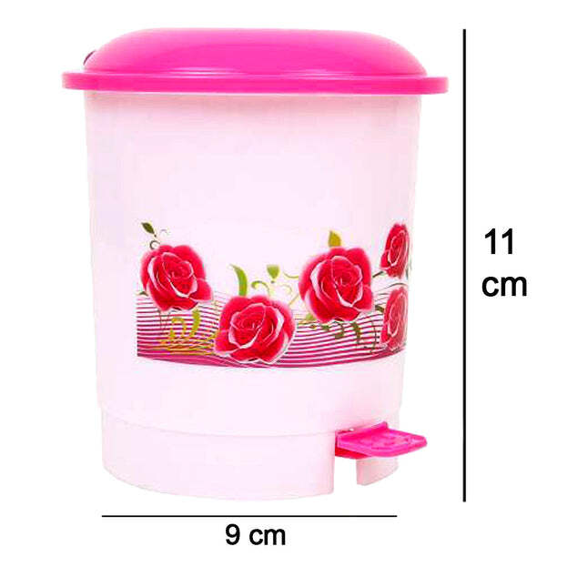 Printed Plastic Pedal Bucket Dustbin - Small Size, Attractive Color Design