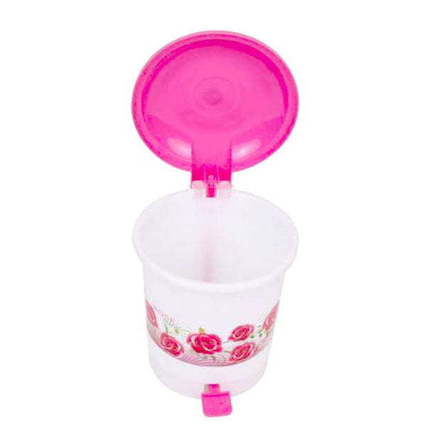 Printed Plastic Pedal Bucket Dustbin - Small Size, Attractive Color Design