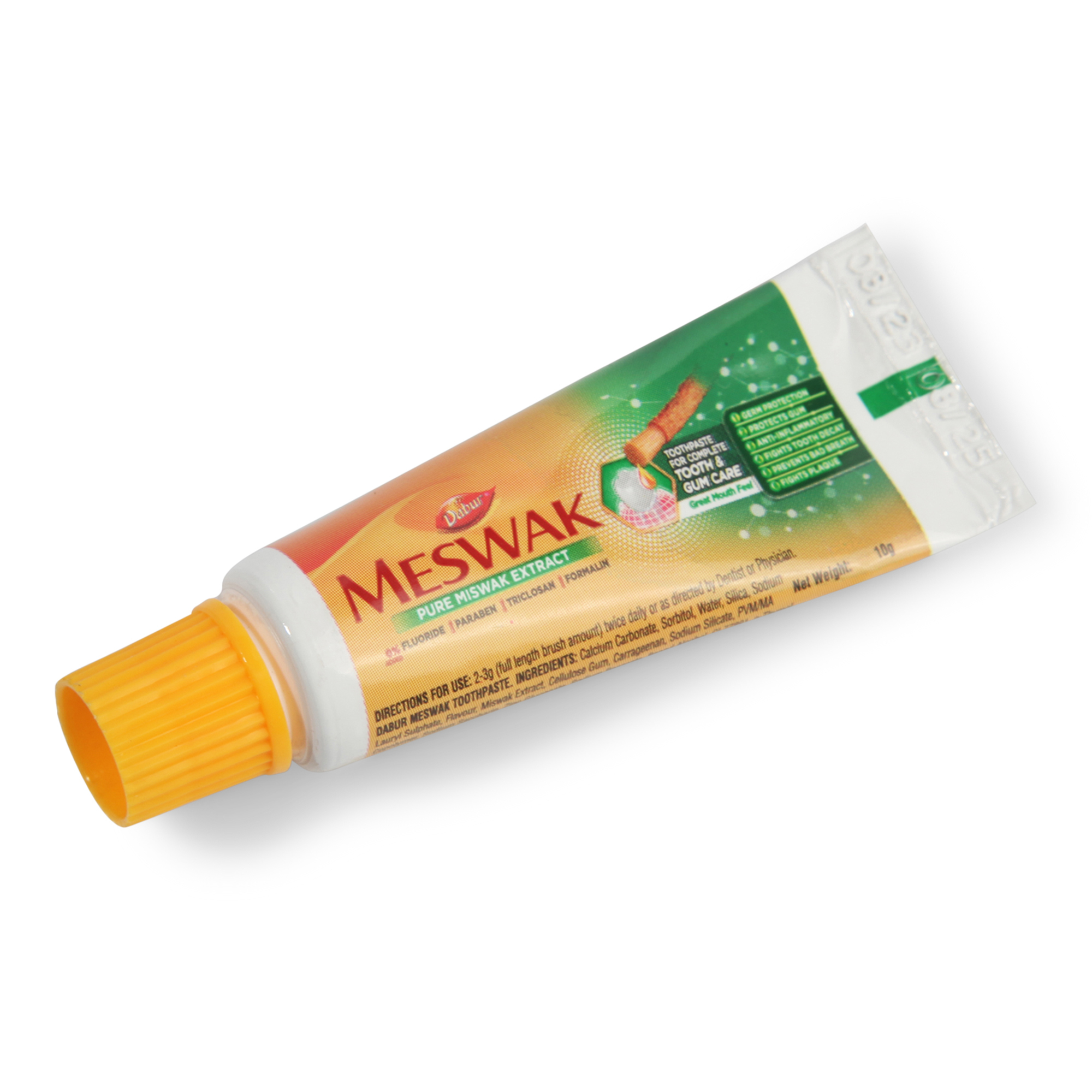Dabur Meswak Toothpaste - Herbal Paste, 10gm Tube, Light Brown Color | Enriched With Meswak, Promotes Oral Health, Prevents Cavities & Tartar