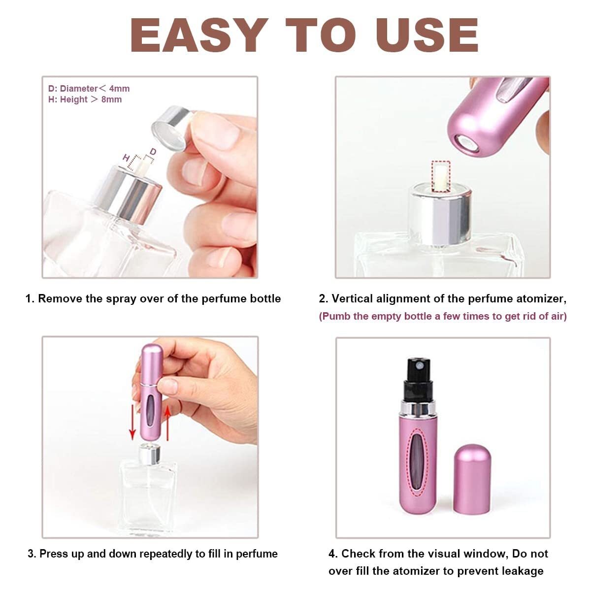 Mini Perfume Spray Bottle - Aluminium & Abs Plastic, 5ml, Multicolour - Refillable, On-the-go Design, Fine Nozzle For Easy Use