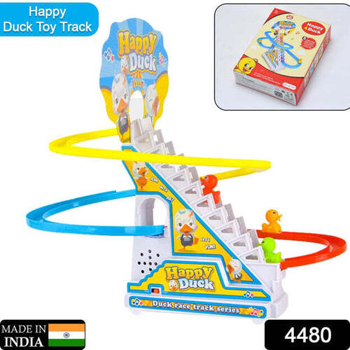 Ducks Climb Stairs Toy Roller Coaster Electric Duck Chasing Race Track Set - Dimensions: 18x7x25 Cm, Weight: 640g | Features: Flashing Led Lights, Music, Easy Installation, 3 Small Ducks