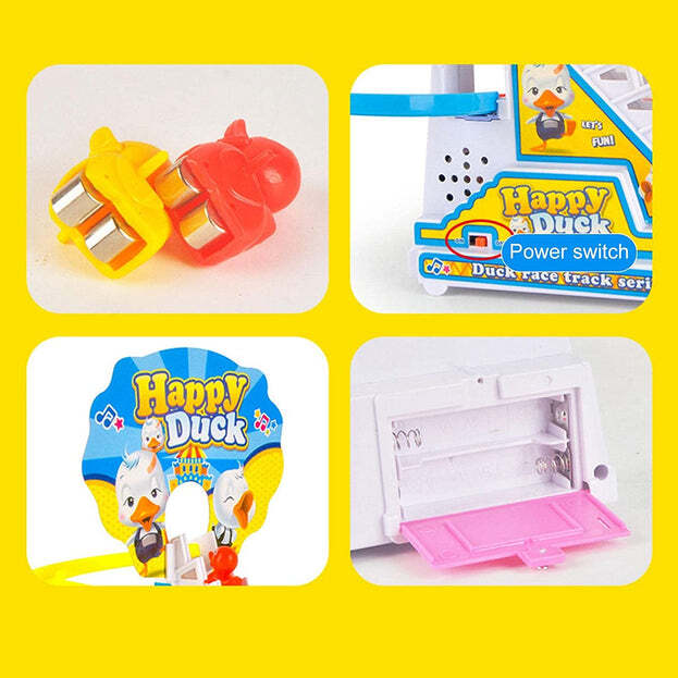 Ducks Climb Stairs Toy Roller Coaster Electric Duck Chasing Race Track Set - Dimensions: 18x7x25 Cm, Weight: 640g | Features: Flashing Led Lights, Music, Easy Installation, 3 Small Ducks