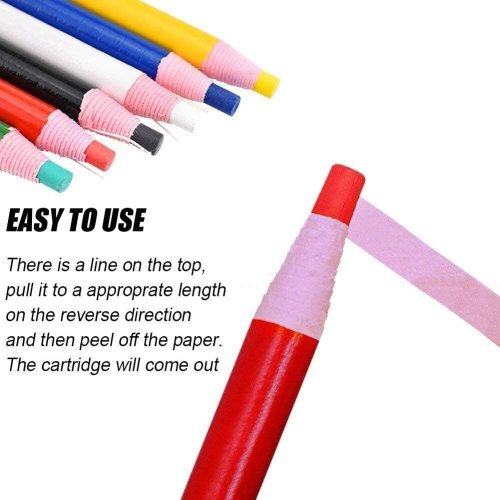 Fabric Marking Pencil - Wood Material, Set Of 12 Pieces, Round Shape, Modern Style | Self-peel, Dust-free, Vibrant Colors For Sewing Crafts