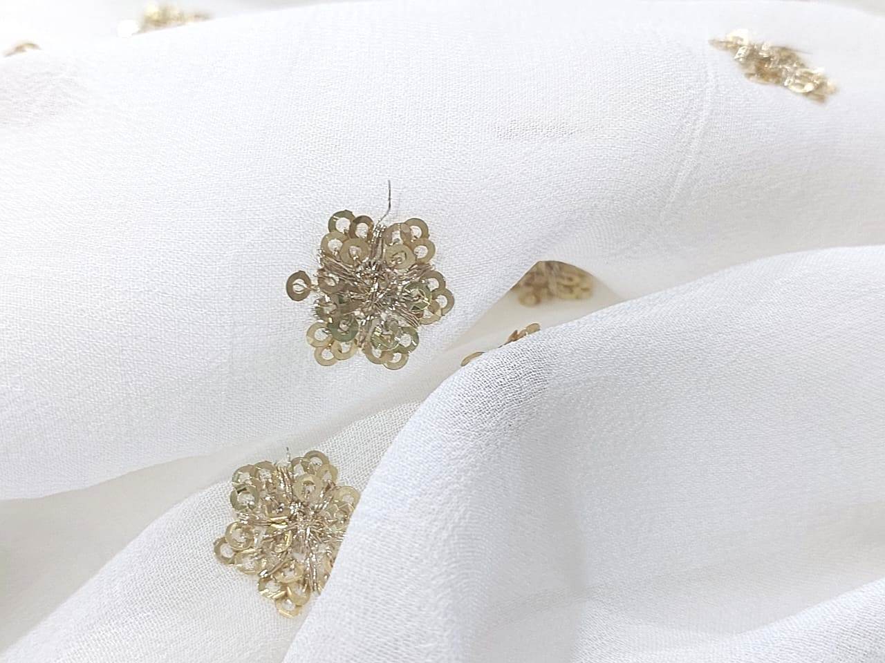 Gold Sequins Butti On Georgette Fabric