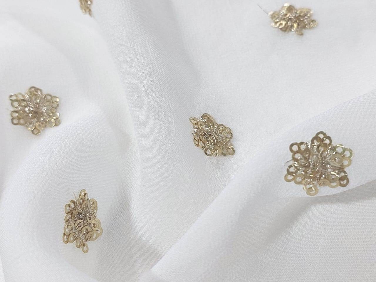 Gold Sequins Butti On Georgette Fabric