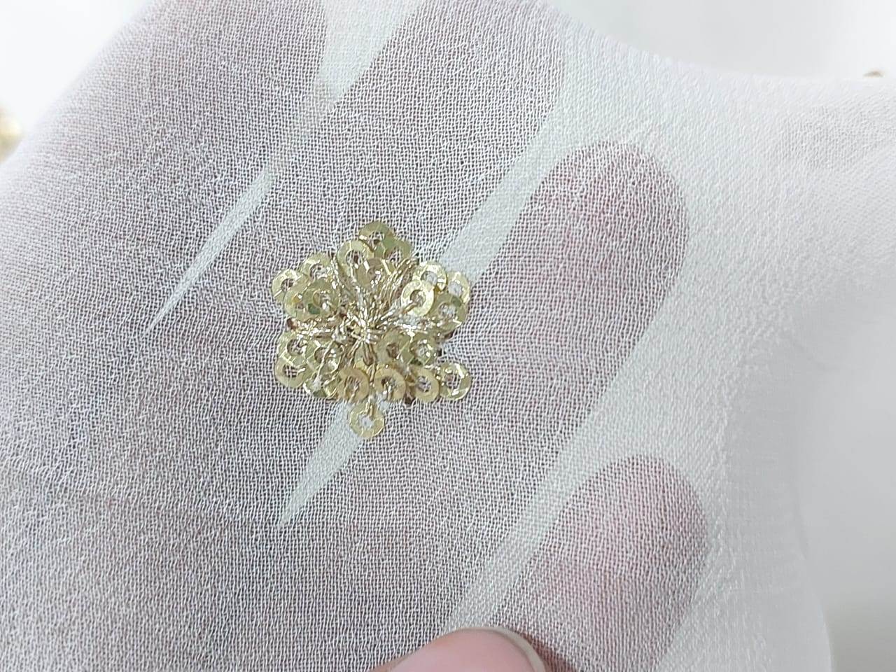 Gold Sequins Butti On Georgette Fabric