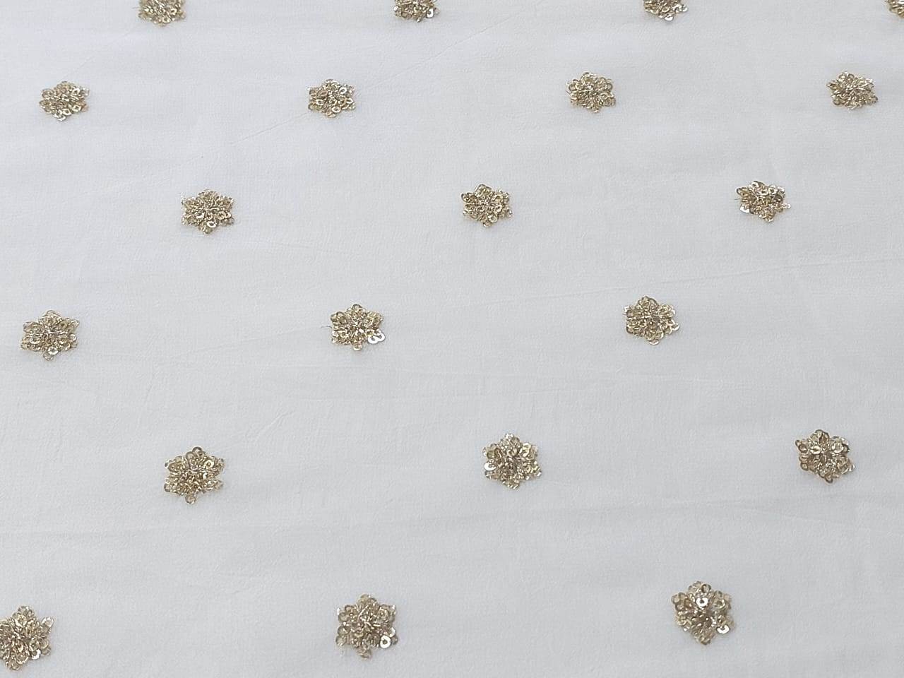 Gold Sequins Butti On Georgette Fabric