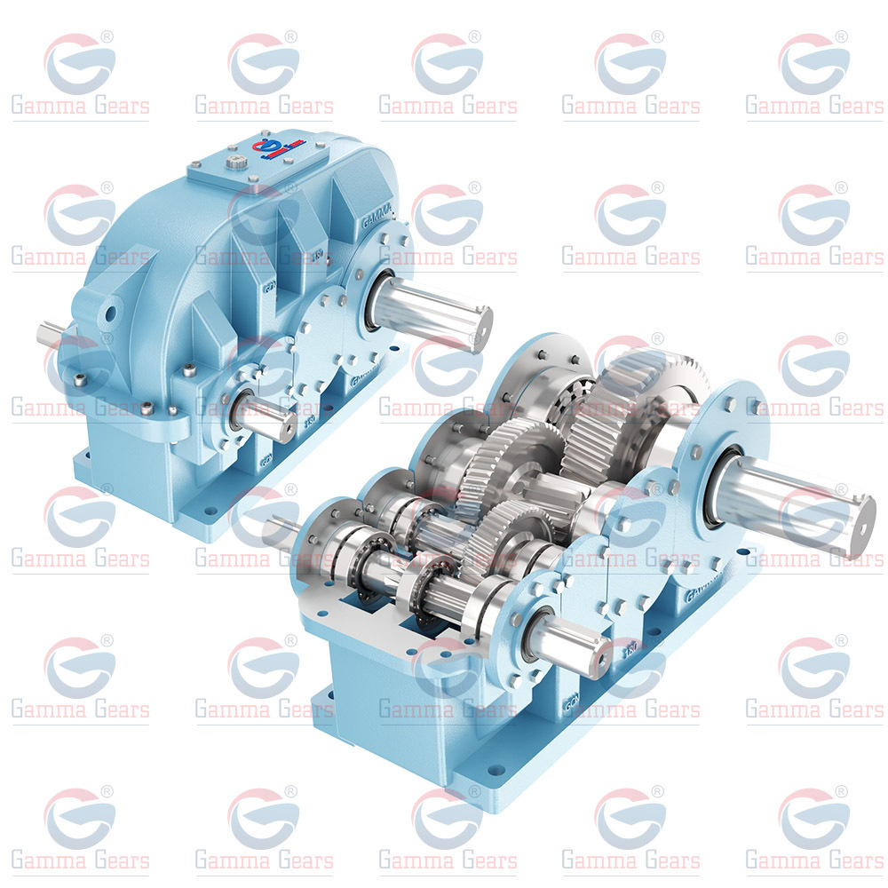 Parallel Helical Gearbox - Color: Blue-silver
