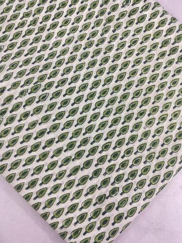 Handblock Print Cotton Fabrics - 100% Cotton, 44 Inches Wide, Green Color, 150 GSM Weight | Hand Block Printed for Apparel, Custom Designs Available