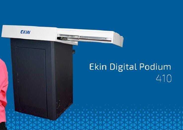 Smart Digital Podium - Stainless Steel, Inflatable Rectangular Conference Table | Polished Finish, Modern Appearance, Machine Made, Multi-color Options
