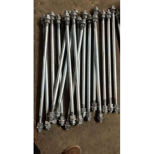 Mild Steel GI Anchor Foundation Bolts - Grades 4.6, 5.6, 8.8 | Over 8.0 Inch Size, Sleek Silver Color, Ideal for Industrial Usage