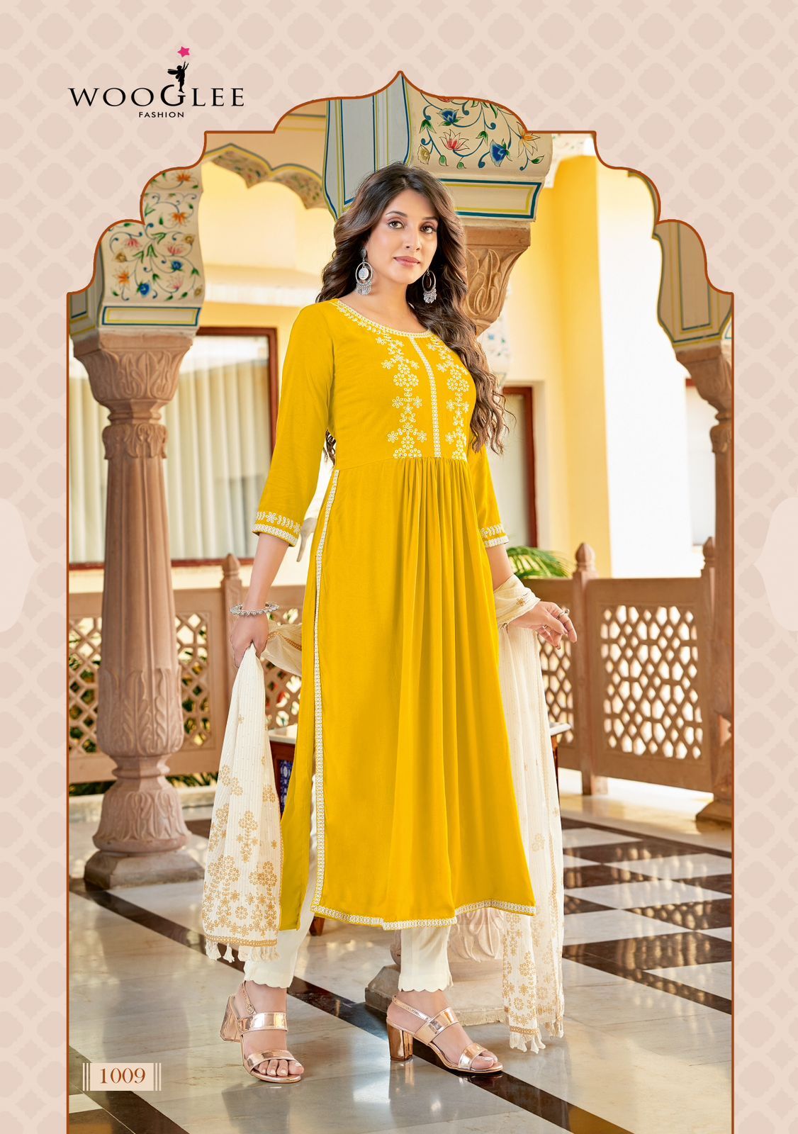 Designer Kurti Dress - Heavy Rayon Top, Cotton Lycra Bottom, Georgette Digital Dupatta | Pink, Handwork & Embroidery, Long Sleeve, Traditional Ethnic Wear, Dry Clean & Washable For Summer