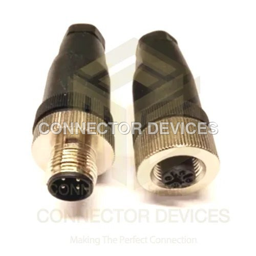 Proximity Sensor Connector M12 - 4, 5, 8 Pin Options, Straight & Right Angle | Black & Metal, Plastic Insulation, 4 Amp, 60 Volt
