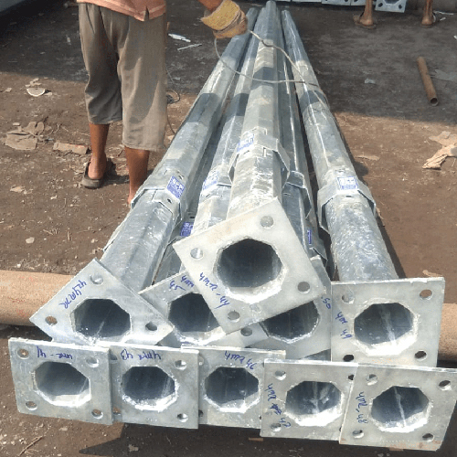 Street Light Pole - High Efficiency GI Material, Silver Color, Electric Power Supply, Road Usage, Warranty Included