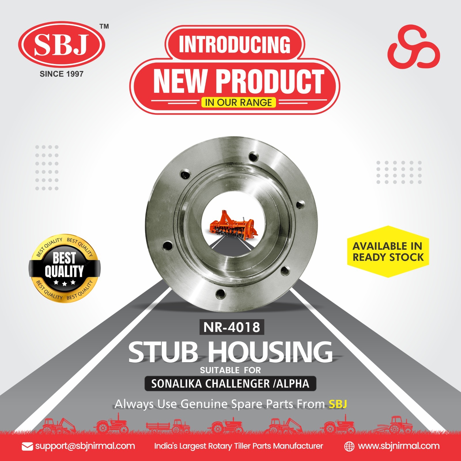 Stub Axle Suitable For Sonalika Challenger / Alpha - Color: Silver