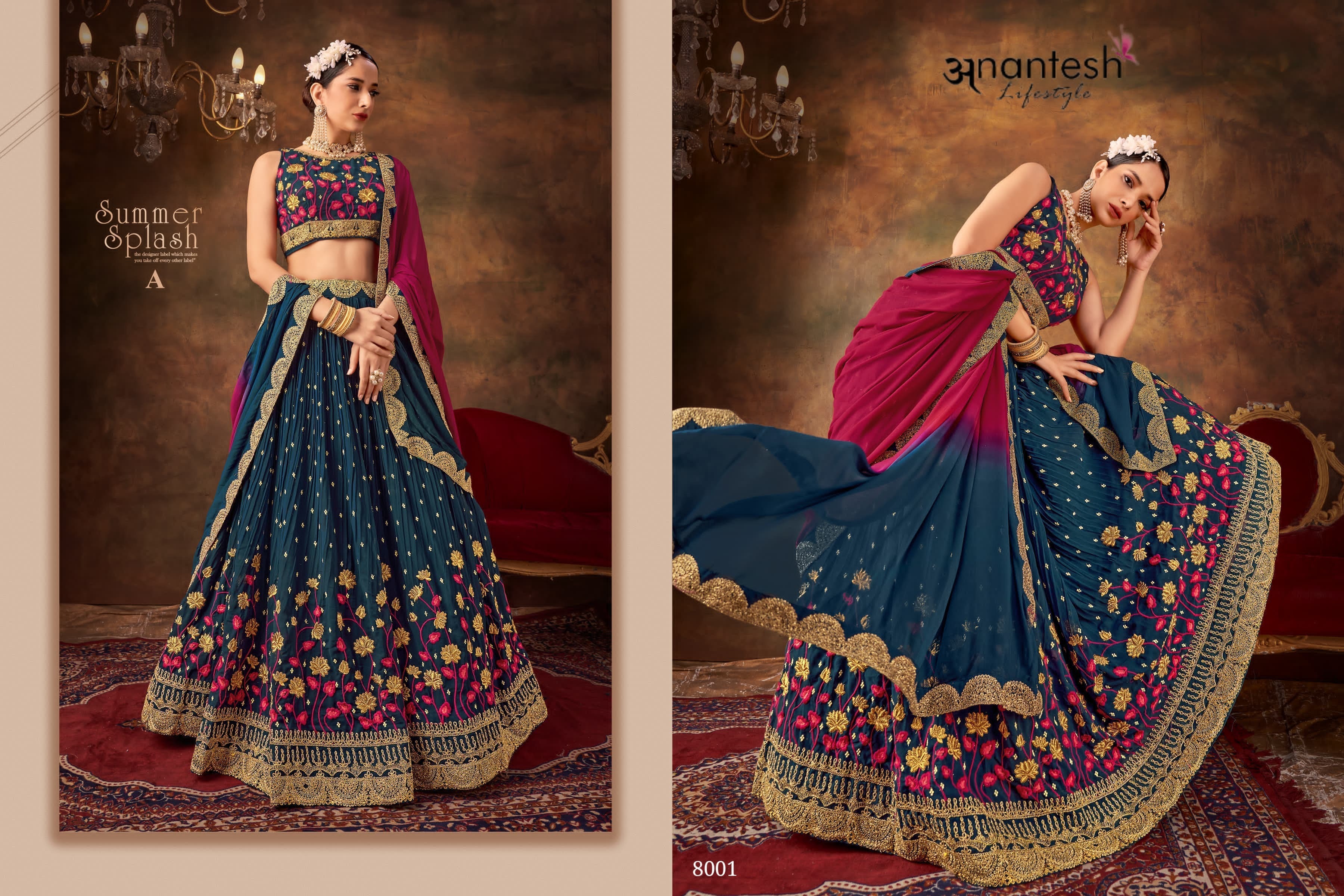 Silk Semi Stitched Lehenga Choli - Size Up To 42, Ivory White | Embroidered With Laces, Sequins & Stones, All Season Wear