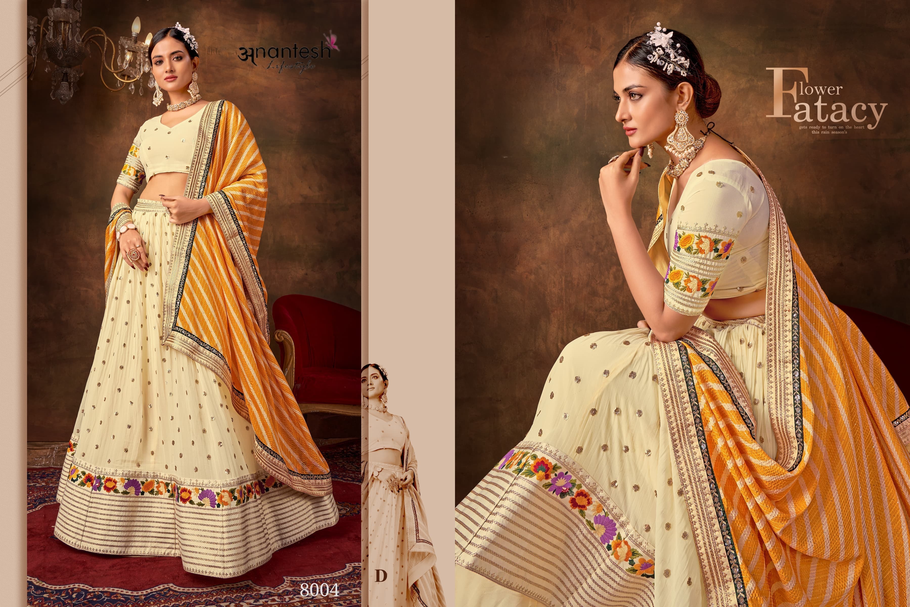 Silk Semi Stitched Lehenga Choli - Size Up To 42, Ivory White | Embroidered With Laces, Sequins & Stones, All Season Wear