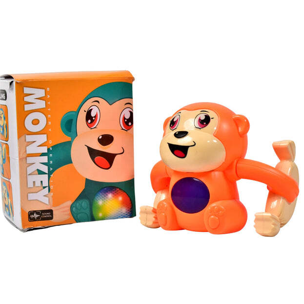 Naughty 360 Degree Rotation Dancing And Spinning Rolling Doll Tumble Monkey Toy - Bpa Free Plastic, 11x9x13 Cm | Voice Control, Light & Sound Effects, Simulated Banana